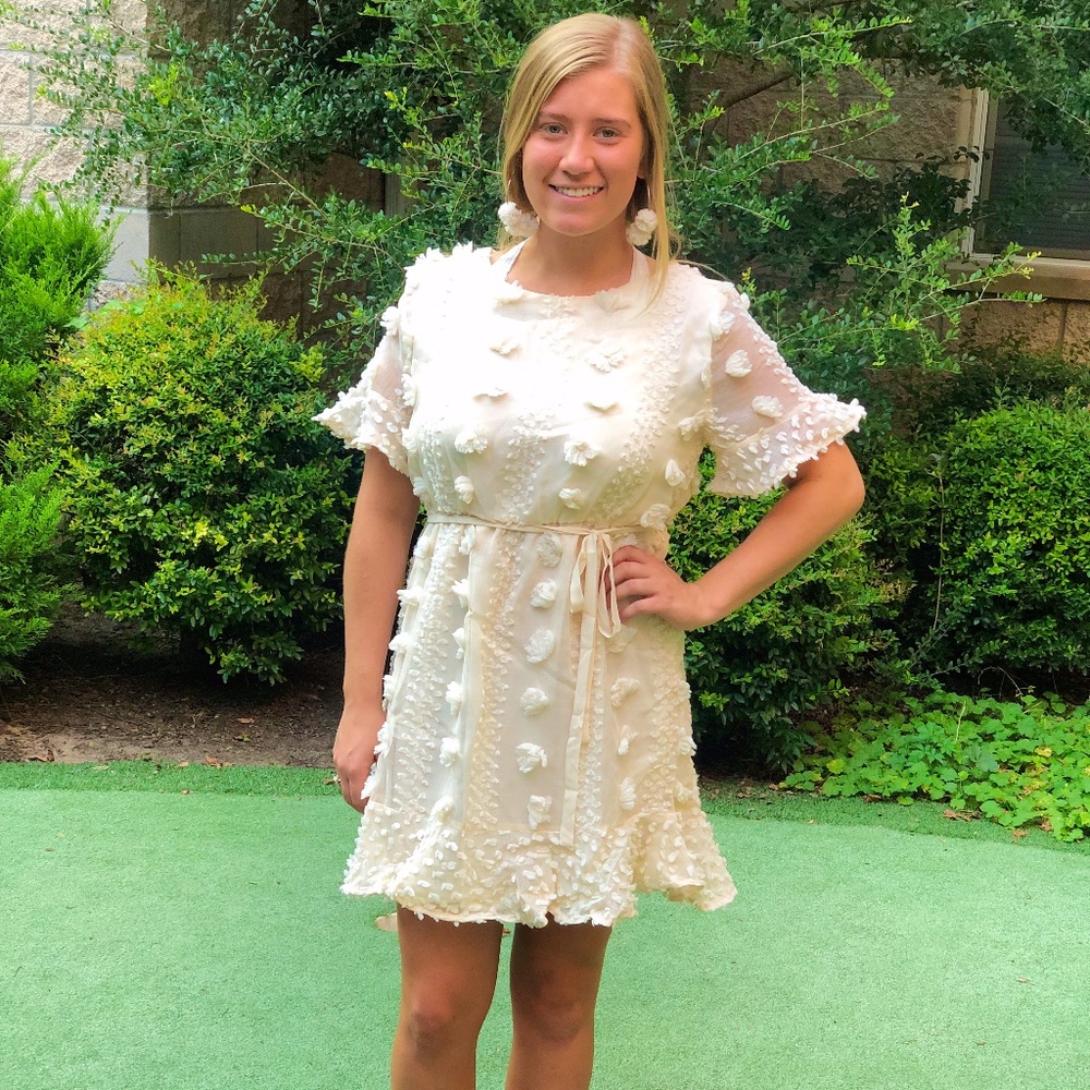 Cream Swiss Dot Dress